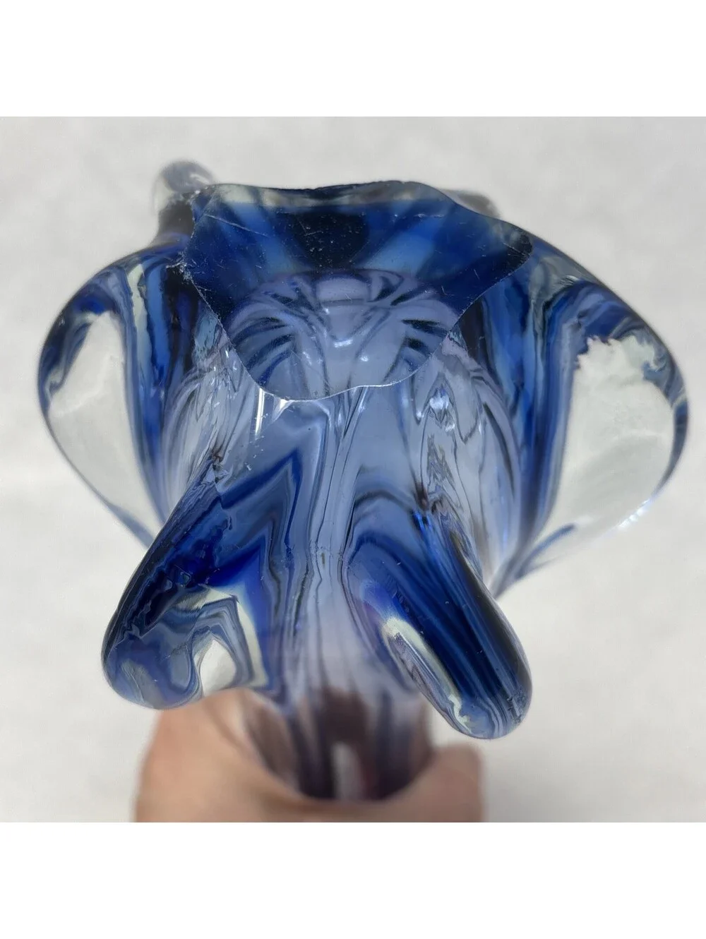 VTG Murano Swung Vase Hand Blown Glass Pink & Blue Sommerso 1960's MCM 11.5